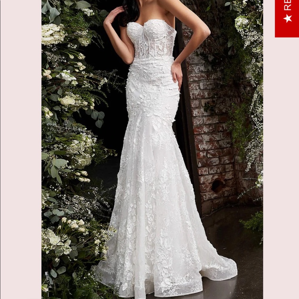Jovani Bridal | Strapless Floral Mermaid Wedding Dress